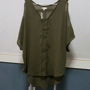 Brand new green cold shoulder top